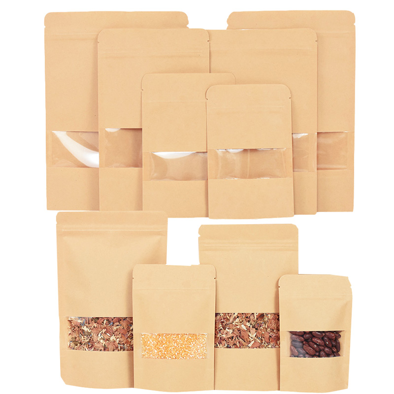 Food Snacks Party - 20/50pcs 크래프트 종이 지퍼 잠금 가방