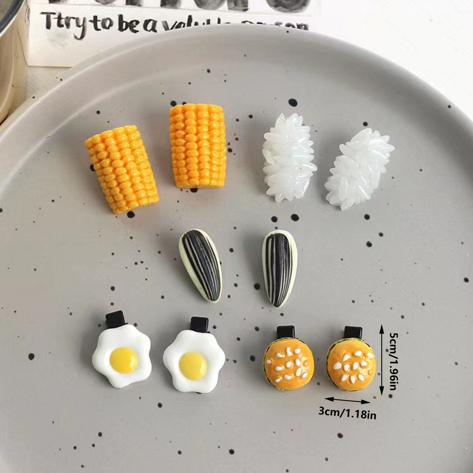 미니 음식 헤어핀 세트, 사실적인 쌀, 계란, 옥수수, - Food Snacks Party 리뷰 및 가격