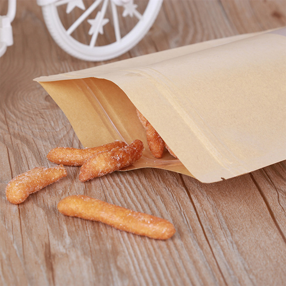 50개입 식품 등급 크라프트 스탠드업 파우치, 투명 창 - Food Snack 리뷰 및 가격