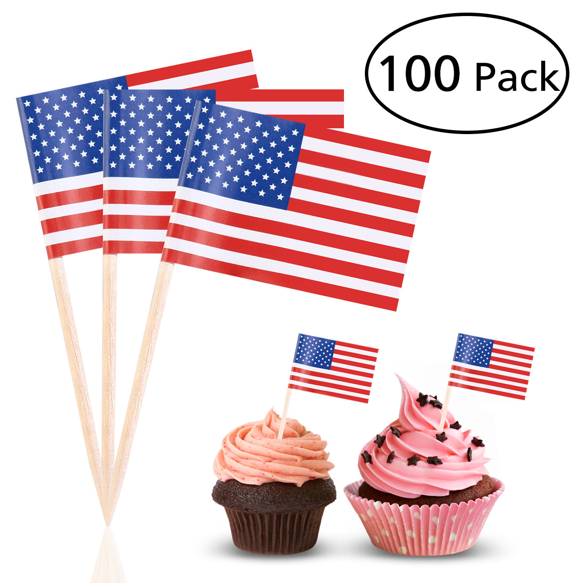 100개 미국 국기 모양 이쑤시개 2.5인치 음식용 이 - Food Snacks Party 리뷰 및 가격