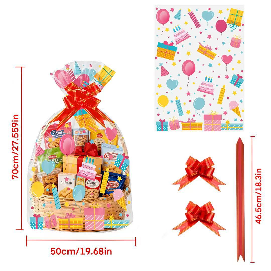 20개 생일 프린트 투명 OPP 선물 바구니 가방 셀로 - Snacks Food Hamper Basket 리뷰 및 가격