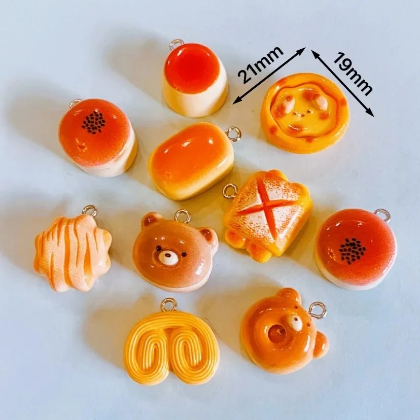 10Pcs 귀여운 곰 푸딩 타트 빵 음식 수지 참 시뮬 - Food Snacks Party 리뷰 및 가격