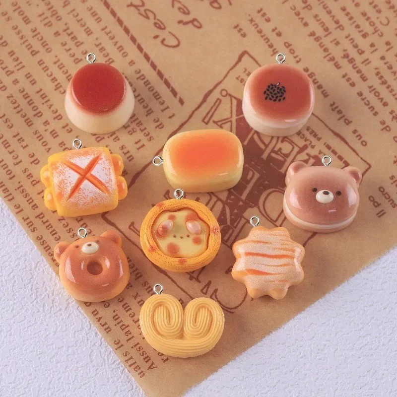 10Pcs 귀여운 곰 푸딩 타트 빵 음식 수지 참 시뮬 - Food Snacks Party 리뷰 및 가격