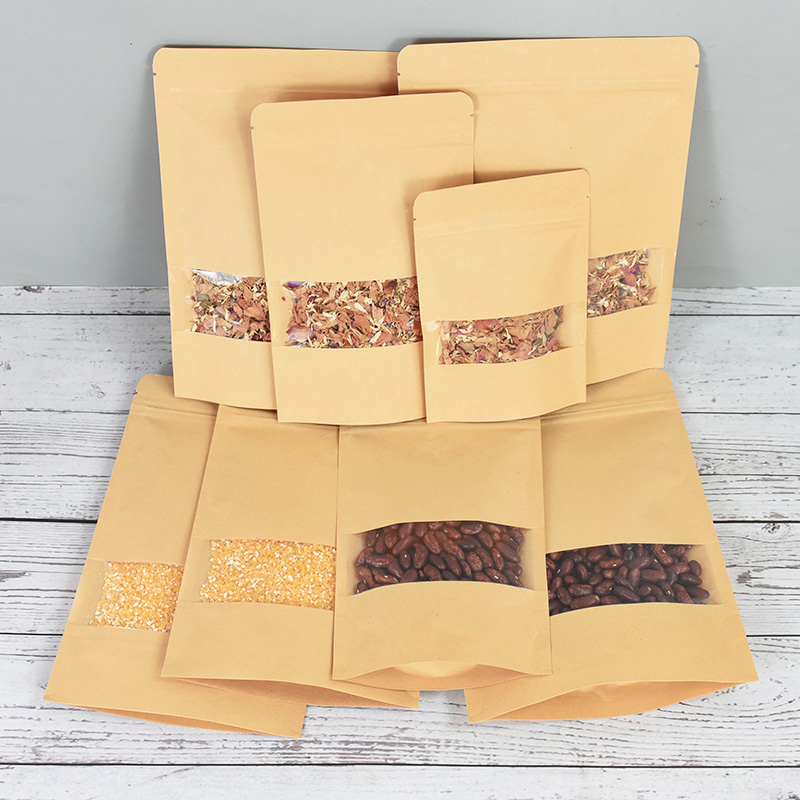 20/50pcs 크래프트 종이 지퍼 잠금 가방 창 음식 - Food Snacks Party 리뷰 및 가격