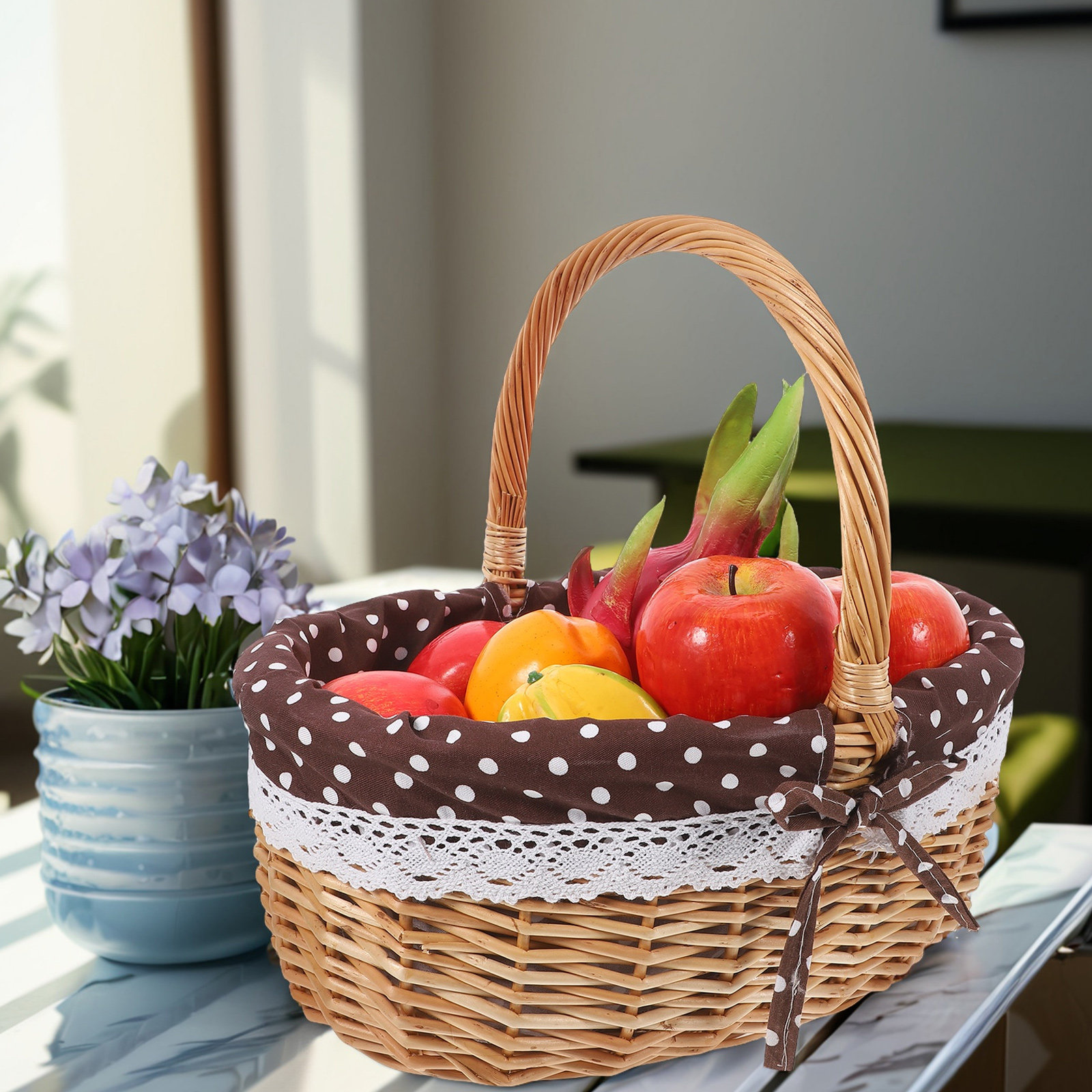 수제 위커 수납 바구니, 린넨 안감 과일 바구니, 주방 - Snacks Food Gift Baskets 리뷰 및 가격