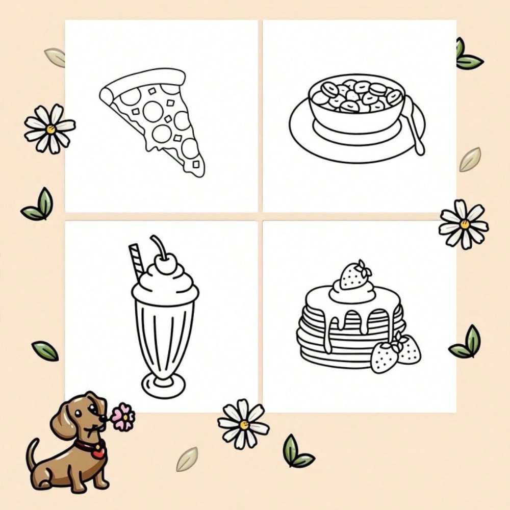 음식과 간식 색칠 공부 책 대담하고 쉬운 24페이지 성 - Food And Snacks Coloring Pages 리뷰 및 가격