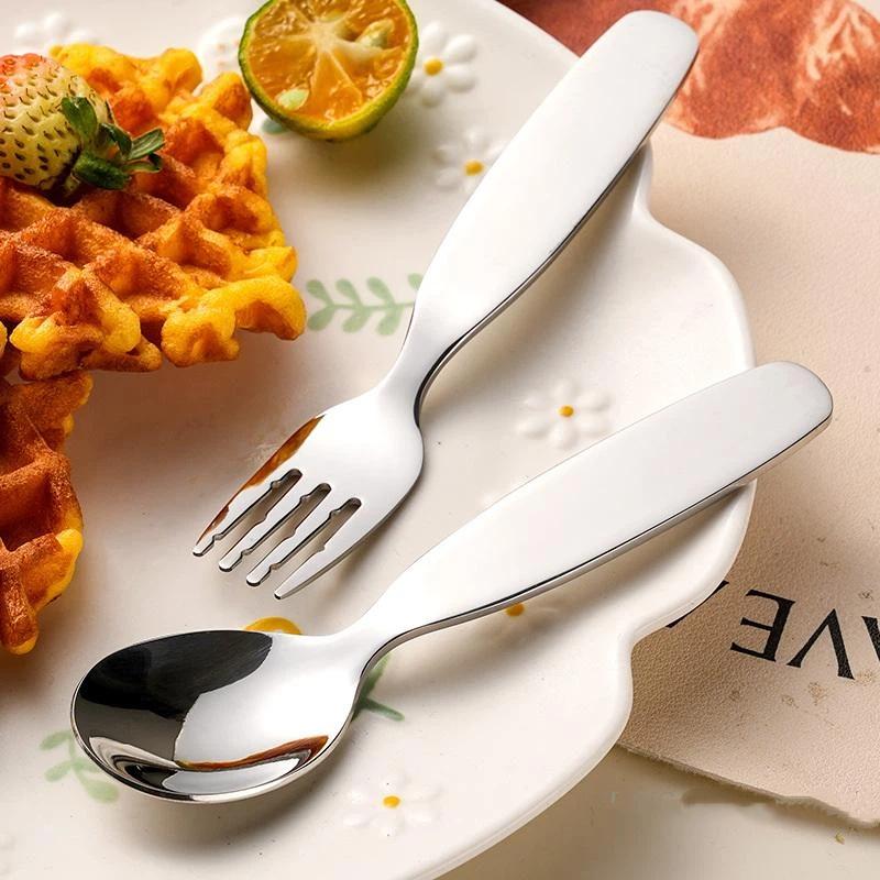 아이들을 위한 컴팩트한 스테인리스 스푼과 포크 세트,  - Food And Snacks Ideas 리뷰 및 가격
