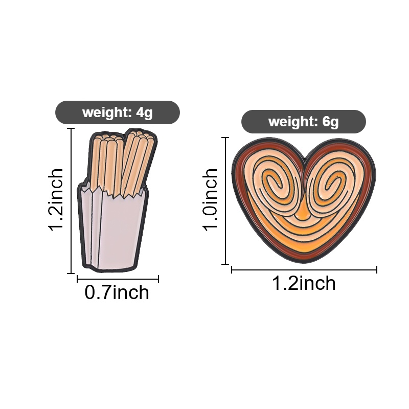재미있는 스낵 에나멜 핀, 츄러스와 하트 모양 팜 페이 - Zinc Food Snacks 리뷰 및 가격